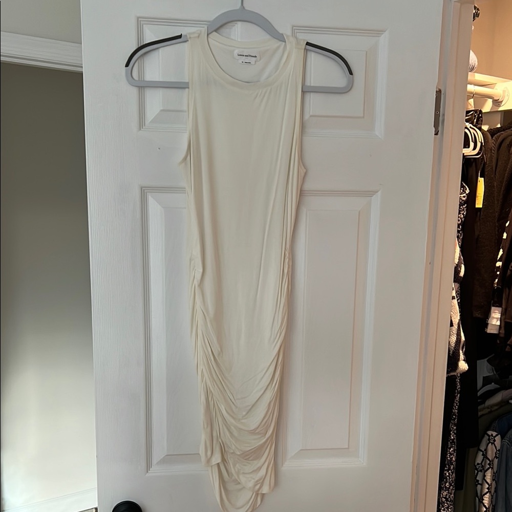 Sleeveless Ruched Ivory Dress